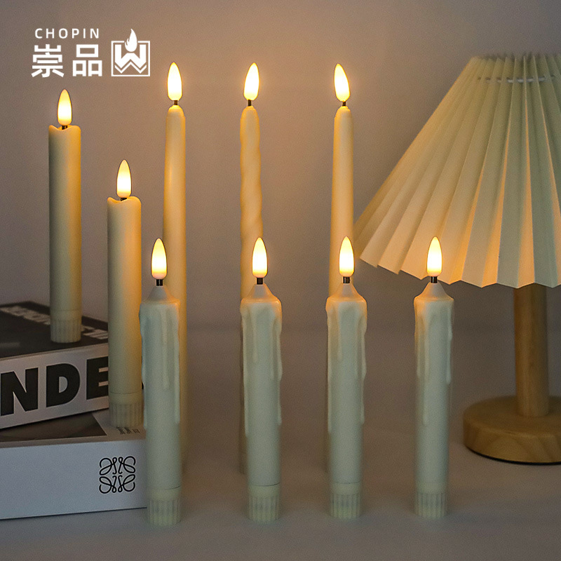 亚马逊10键遥控LED电子蜡烛婚礼装饰长杆杆蜡电子杆蜡圣诞节仿真