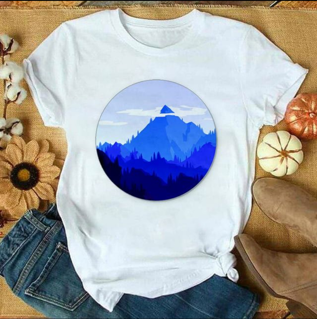 fashion mountain peak printing short-sleeved casual T-shirt NSATE60872