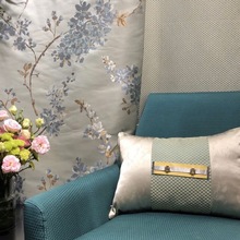 门幅290cm梅花图案高精密色织提花复古新中式织锦缎花布窗帘布