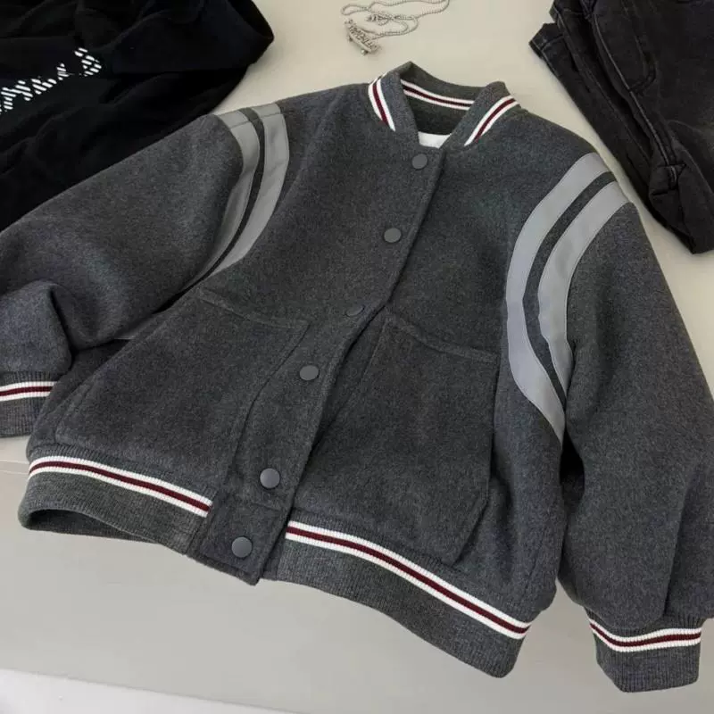 男童外套儿童衣服秋装2025新款大童酷帅炸街高级感灰色百搭棒球服