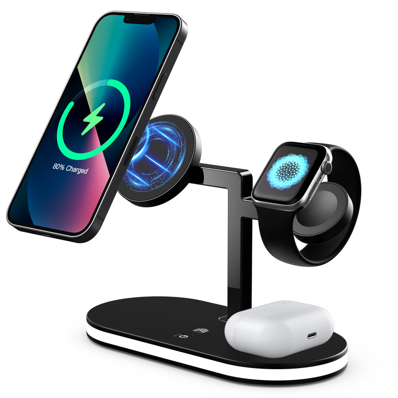 Amazon mobile phone magnetic suction wireless charger watch headset mobile phone charging bracket desktop wireless charging fast charging