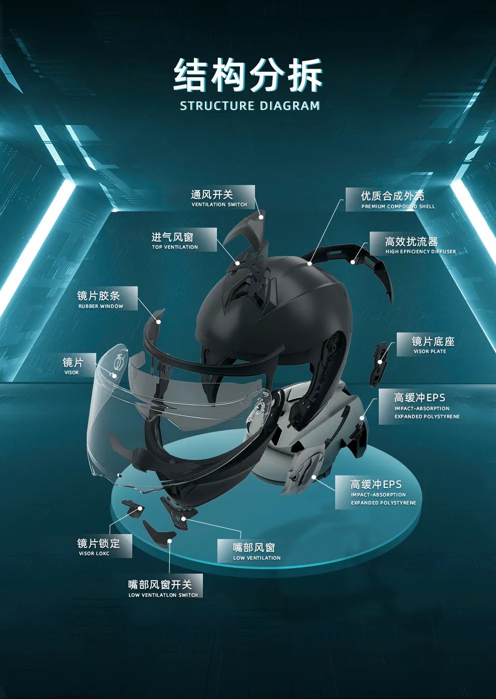 Motorcycle Helmet for Men and Women, Dual Lens Flip-Up, Full Face, Bluetooth Slot