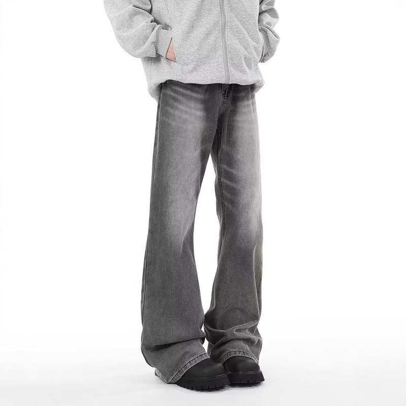 Cross-border Denim Pants Men's Autumn American Style High Street Fashion Brand Micro-pants Loose Straight Pants in stock Miscellaneous Washable Pants