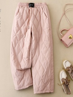 Foreign trade export tail single thick down cotton pants women's winter wear cold cotton warm Harlan pants rhombus pants