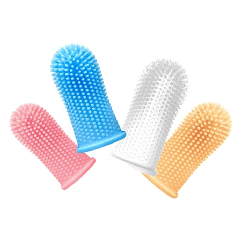 Amazon New Pet Finger Set Чистка зубов Зубная щетка Baby Puppy Cat Finger Set Щетка Силиконовая зубная щетка для домашних животных