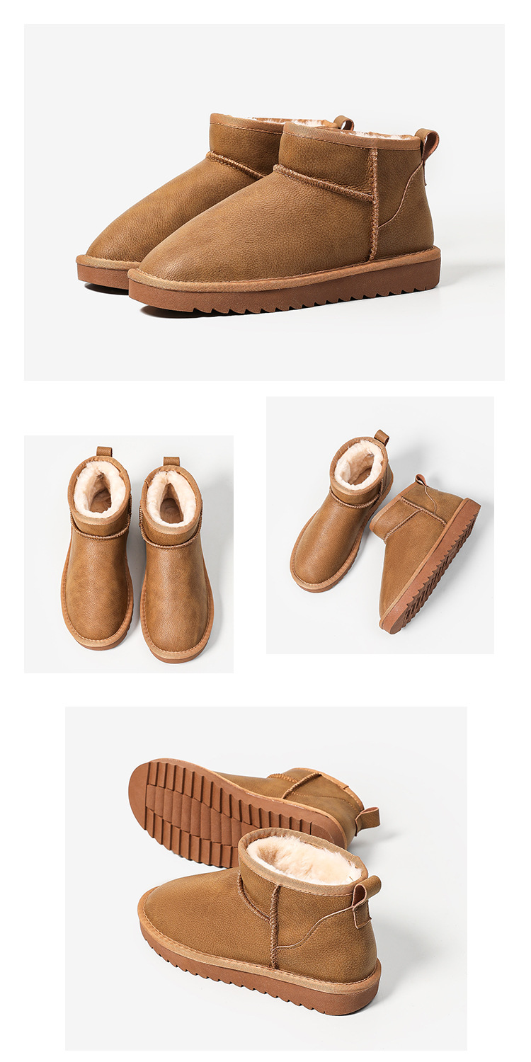 Snow boots Snow boots women's short ankle boots with wool thickened for warmth and waterproof_voghion.com