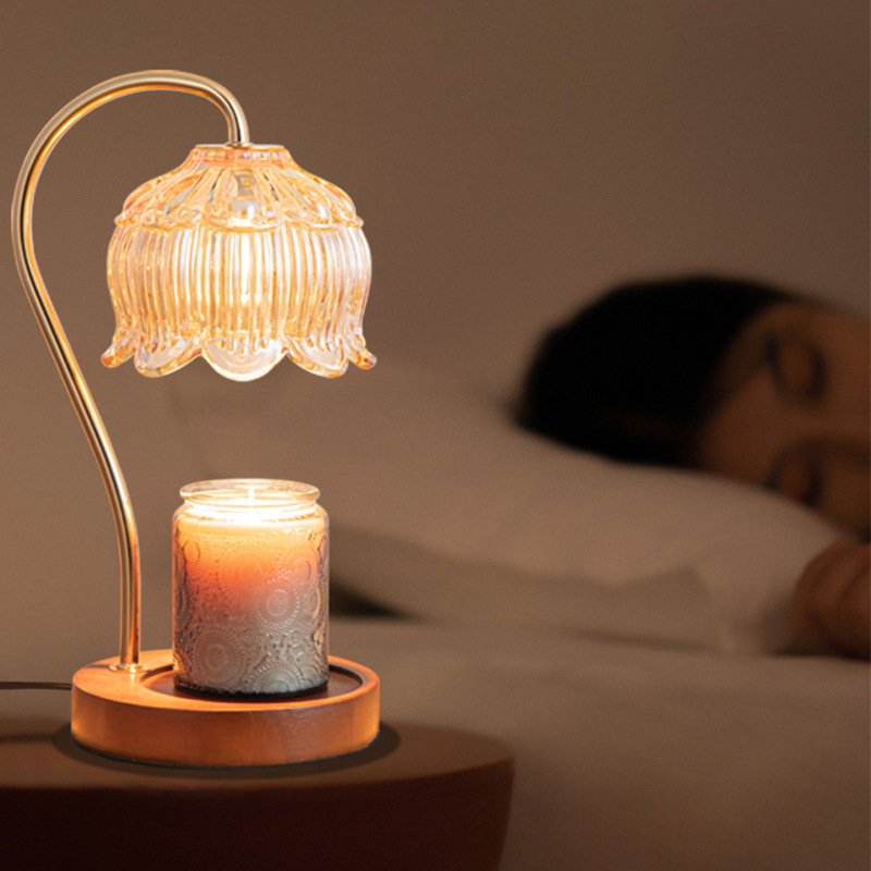 Marble melting candle lamp ins incense expanding gift table lamp smoke-free temperature adjusting American retro night light aromatherapy melting wax lamp