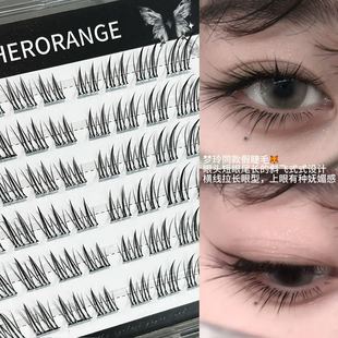 Little Dream Fox Glue-Free False Eyelashes Slanted Flying Clear Fox Black Stem Eyelashes Baby Curved Natural Thick Photogenic False Eyelashes