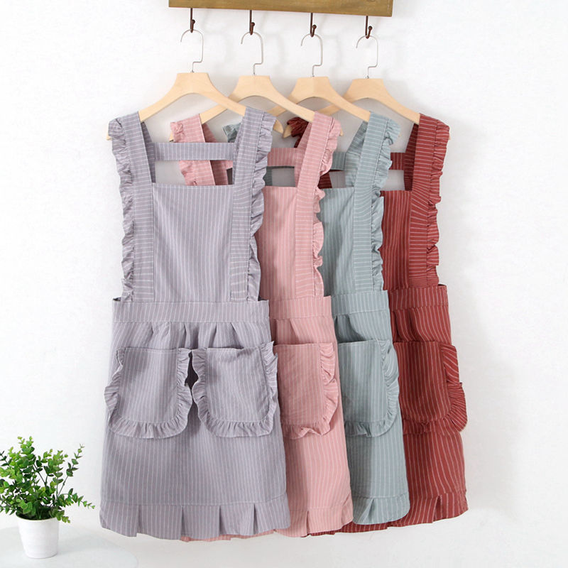 Summer Apron Women's Household Kitchen Waterproof and Oil-proof 2022 New Style Cyber Popular Korean Style Sleeveless Overalls Printing Work Clothes Summer Apron Women's Household Kitchen Waterproof and Oil-proof 2022 New Style Cyber Popular Korean Style Sleeveless Overalls Printing Work Clothes