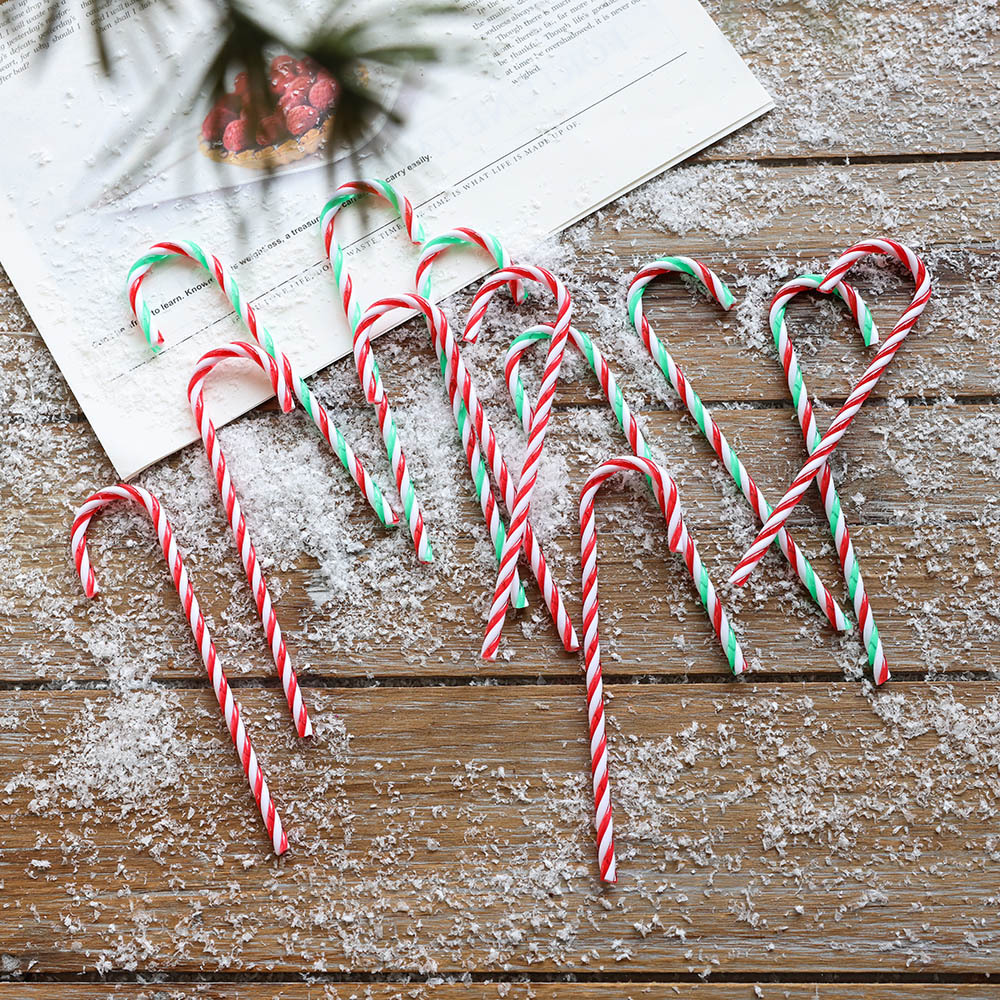 Adornos navideños de plástico con forma de bastón, decoraciones colgantes para árboles de Navidad, coronas navideñas, accesorios de guirnalda navideña se pueden mezclar.