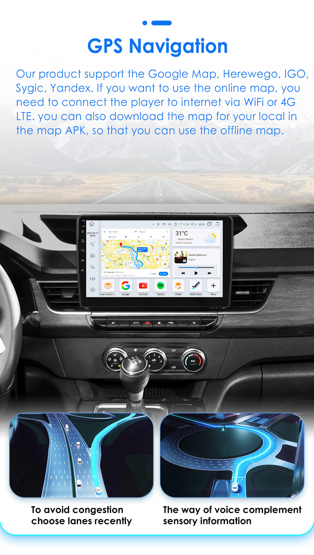 Suitable for 19-25 Renault Kangoo Android large screen navigation GPS reversing image car Bluetooth all-in-one machine