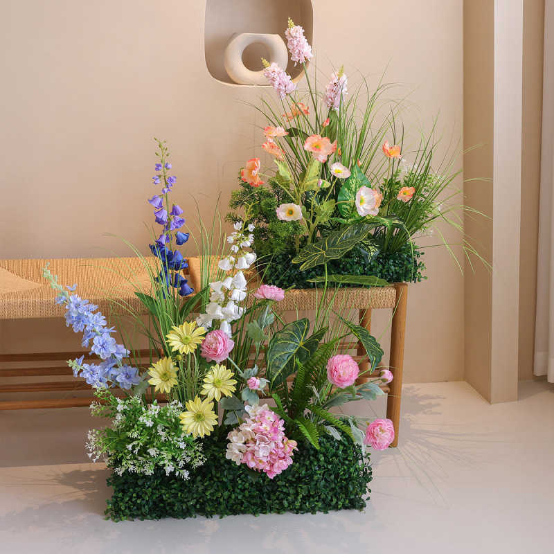 Xuanshuo 造花造園偽緑植物屋内ホテルの窓装飾組み合わせ装飾ハイエンドのバイオニック植物フラワーアート|undefined