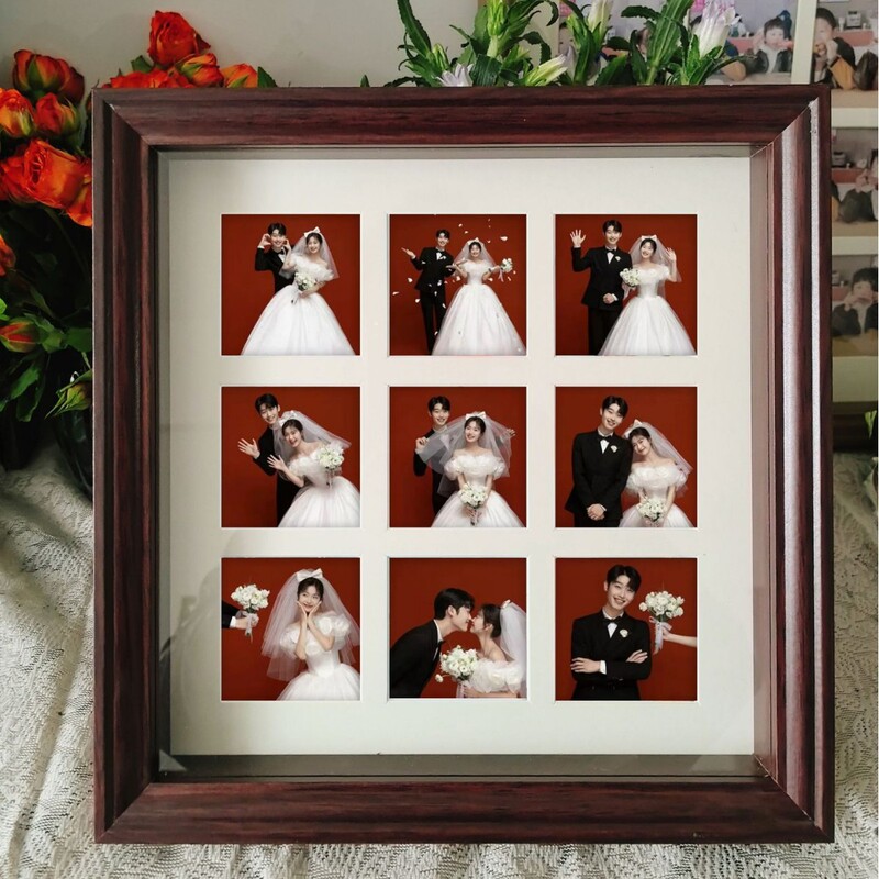 European Style Three-Dimensional Photo Frame Multi-Palace Frame Couple Wedding Dress Children's Photo Creative Decoration Wall 9 16-Hole Frame