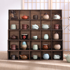 實木桌上收納櫃置物架博古架茶具茶杯架茶托盒多寶閣茶櫃階梯格子