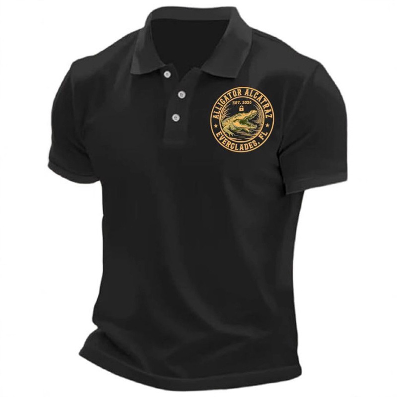 Golf Polo Shirt Cross-Border 3D Printed Polo Amazon Independent Station Hot Selling Casual Crocodile Polo
