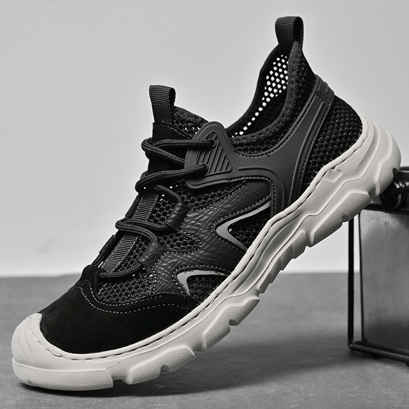 網面鞋男2024夏季透氣輕便男鞋包頭戶外運動涉水沙灘鞋軟底健步鞋