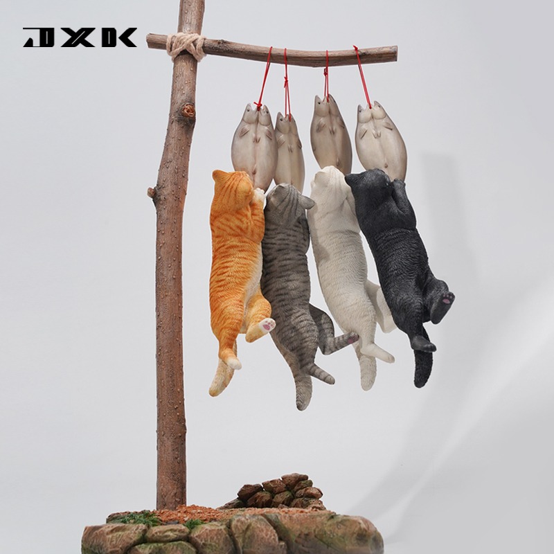 JXK 1/6 말린 쌀 고양이 2.0 그물 붉은 고양이 소금에 절인 생선 말린 창조적 인 애완 동물 모델 손으로 만든 데스크탑 장식품