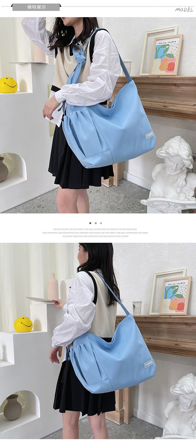 Spring and summer women's bags, ins-style, niche design sense canvas bags, drawstring single-shoulder bags, crossbody bags, college student class bags Specification drawing