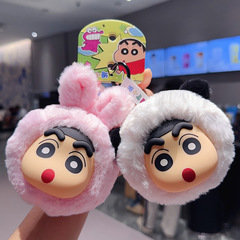 新商品の漫画の正規版のクレヨンしんちゃんは動物のぬいぐるみのキーホルダーを演じます。