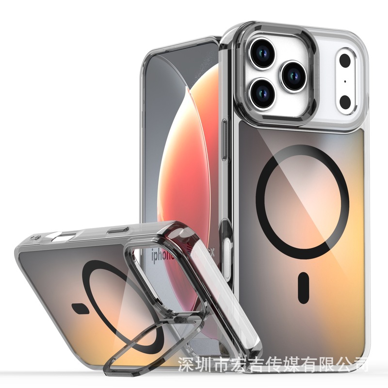 iPhone17に適した新モデル、ブライトシャドウカメレオン磁気吸着携帯電話ケース、Apple 15レンズホルダー、落下防止保護カバー|undefined