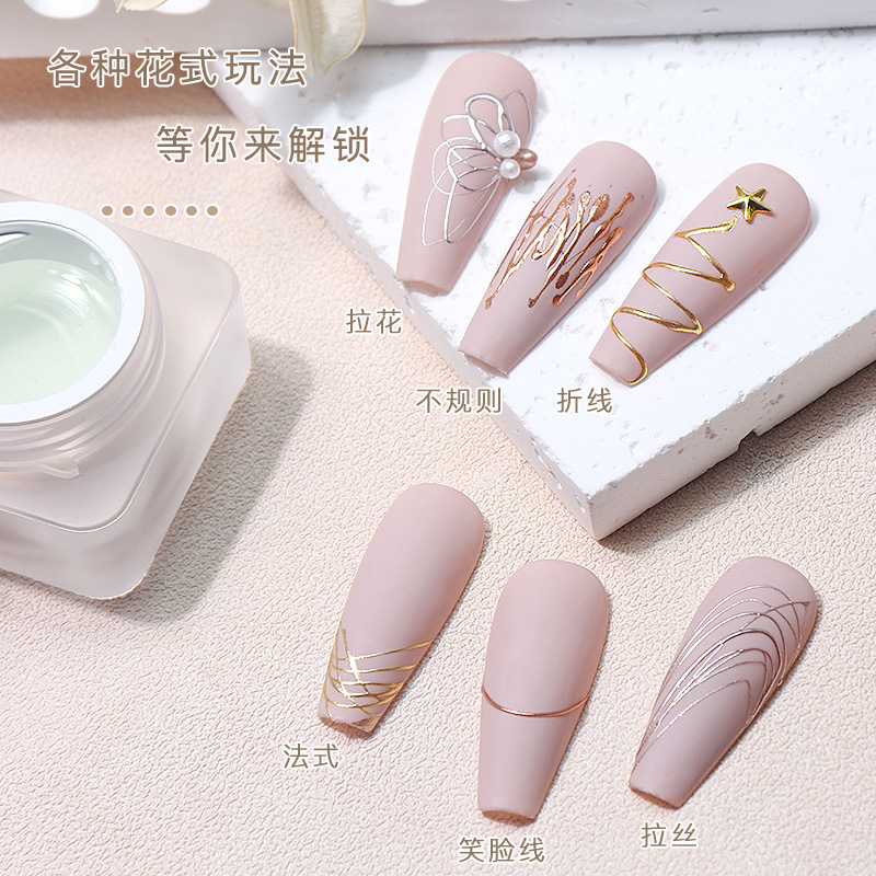 Estilo japonés de lavado libre semi-sólido elástico dibujo pegamento frotar polvo dibujo tira gancho francés fototerapia pegamento para manicura