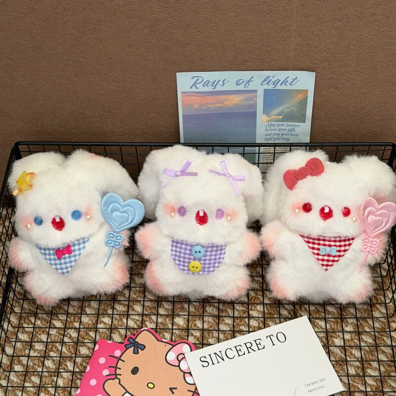Korean-style lace bow bunny pendant in cherry/peach/carrot design, soft and cute plush keychain for girls Korean-style lace bow bunny pendant in cherry/peach/carrot design, soft and cute plush keychain for girls