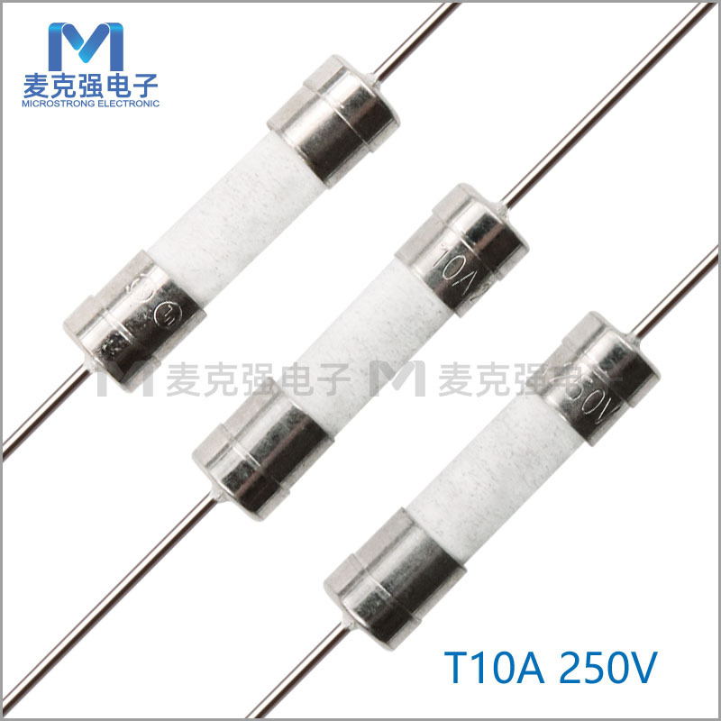 双帽陶瓷保险丝5*20慢断T10A/250V带引线5x20 T10A250V保险丝管