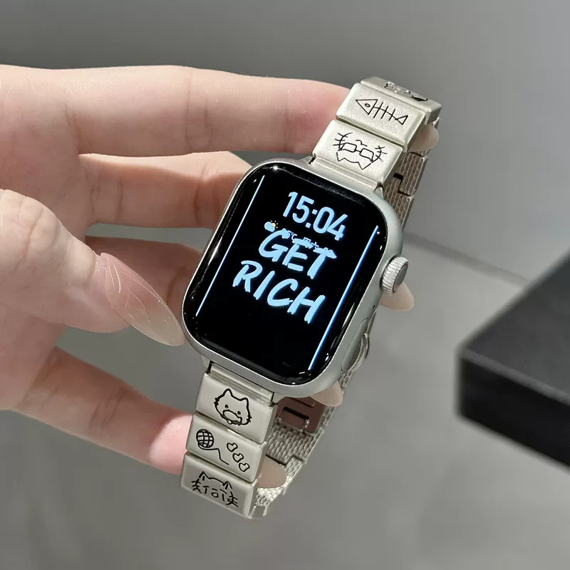 Новый металлический ремешок S10 с котятами для Apple Watch, 38/40/41 и 42/44/45/49 мм, в цветах