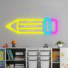亚马逊热卖铅笔霓虹灯——为教师、孩子、返校礼物LED教室装饰