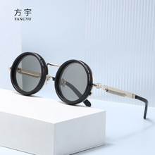 新款太阳镜ND九档复古圆框偏光太阳镜防紫外线墨镜潮搭文艺眼镜