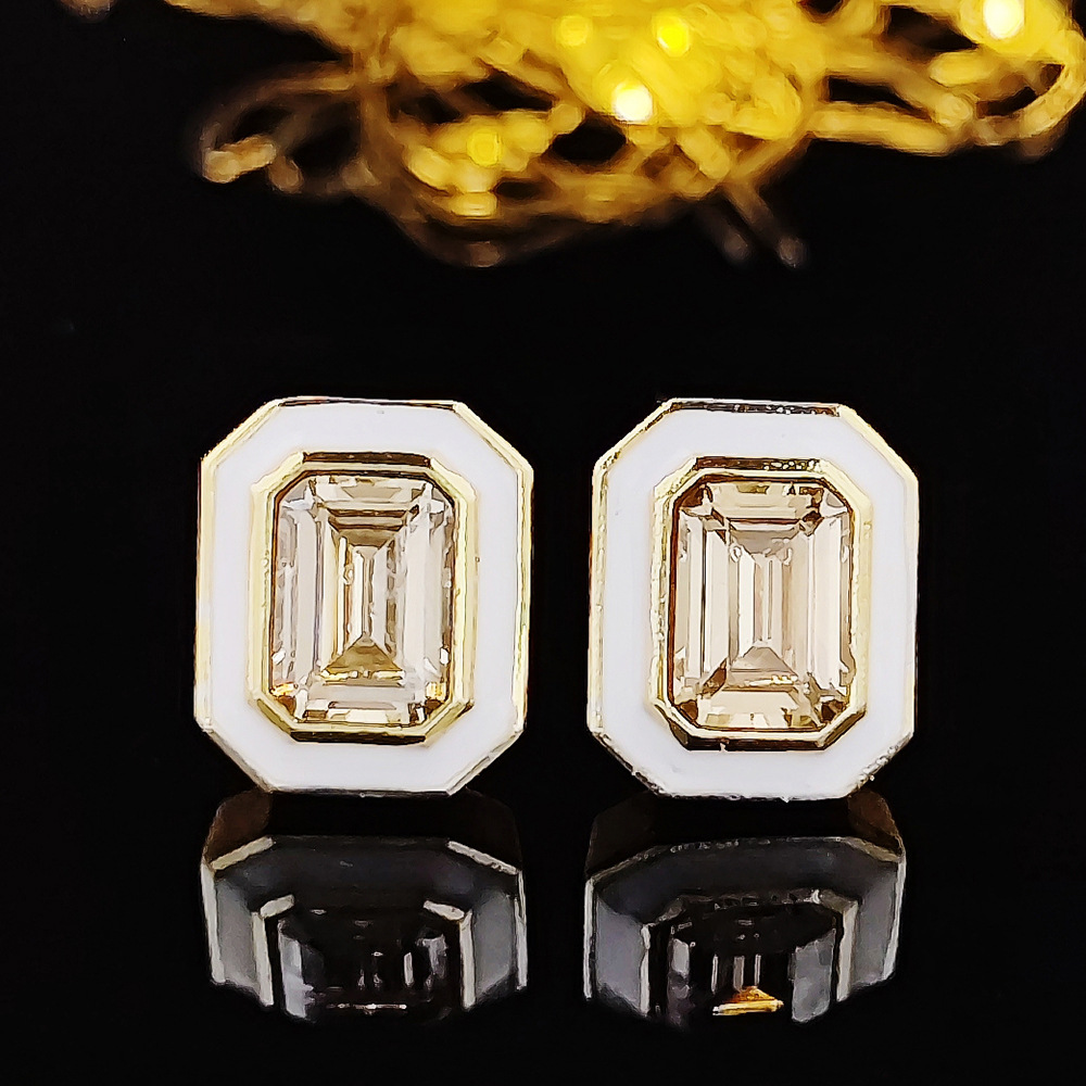 Fashion Square Copper Inlay Zircon Ear Studs 1 Pair