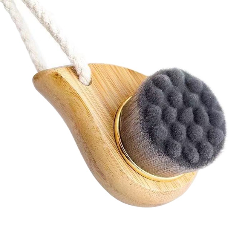 Fábrica directa de madera de pino mango de bambú coma cepillo de limpieza facial cepillo de color de piel cepillo de limpieza facial carbón de bambú cepillo de limpieza facial