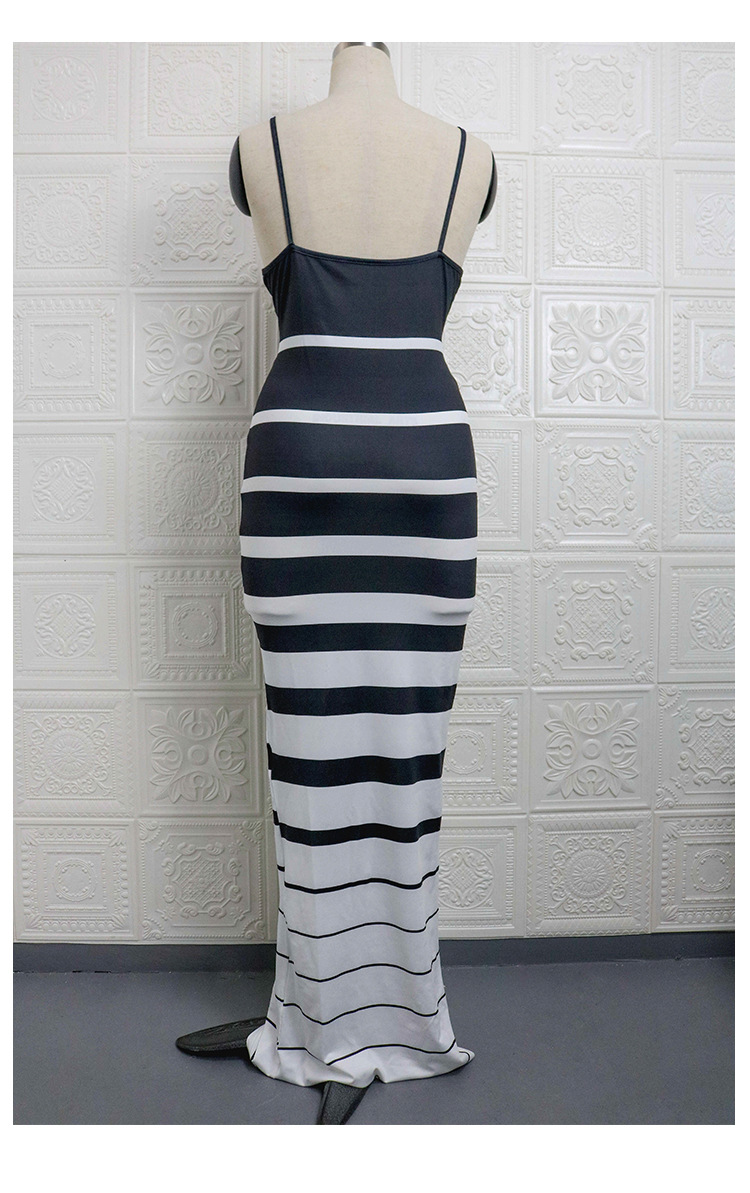 sexy gradient striped sling dress NSXS35339