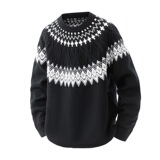 复古提花毛衣男秋冬季青少年学生帅气圆领针织衫宽松保暖打底线衣，男装针织衫/毛衣，星座614