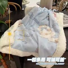 冬季牛奶绒毛毯加厚双面绒办公室午睡毯单人披肩毯沙发盖毯小毯子