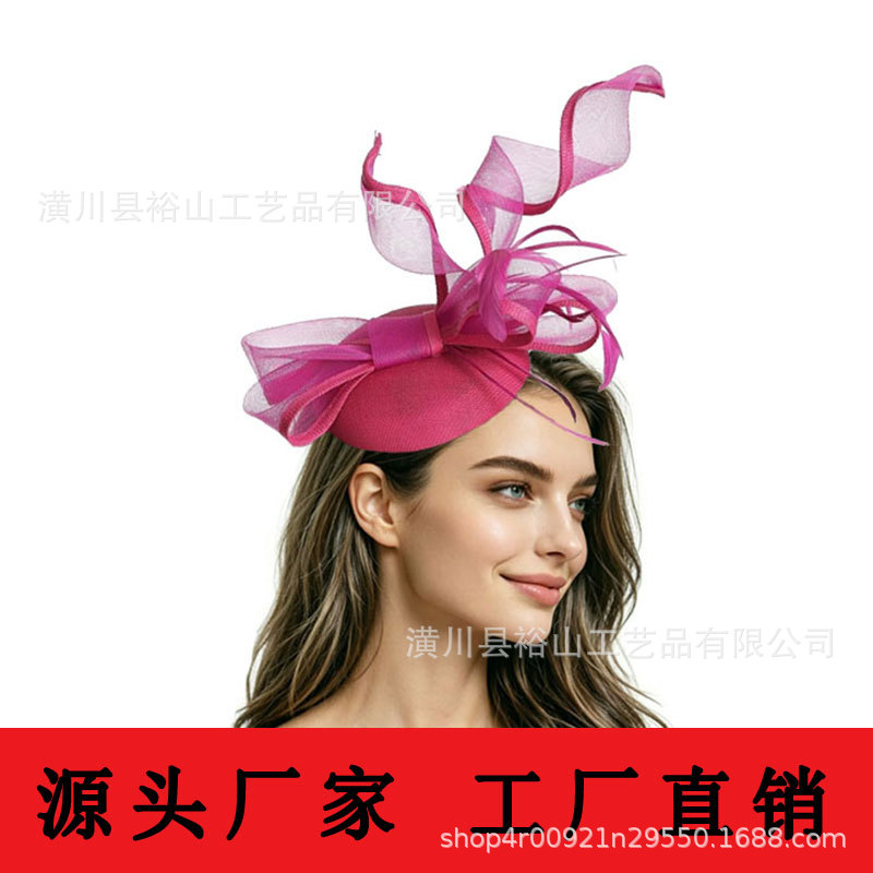Amazon's best-selling cross-border floral headpiece, mesh headwear, party hat, hair accessory for horse racing festivals and banquets, wholesale