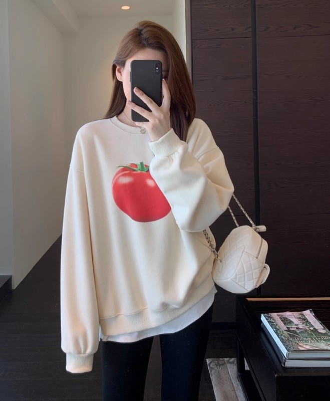 ED932慵懒时髦 oversize宽松显瘦减龄印花大卫衣女上衣秋冬新|undefined