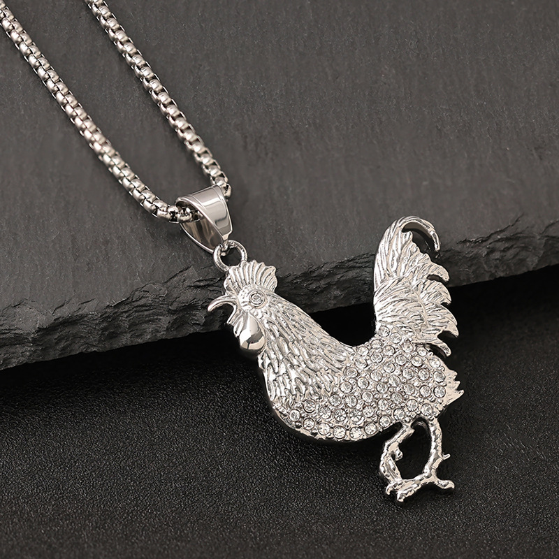 Titanium Steel Material 1 Piece Titanium Steel Rhinestones Animal Pendant Chain