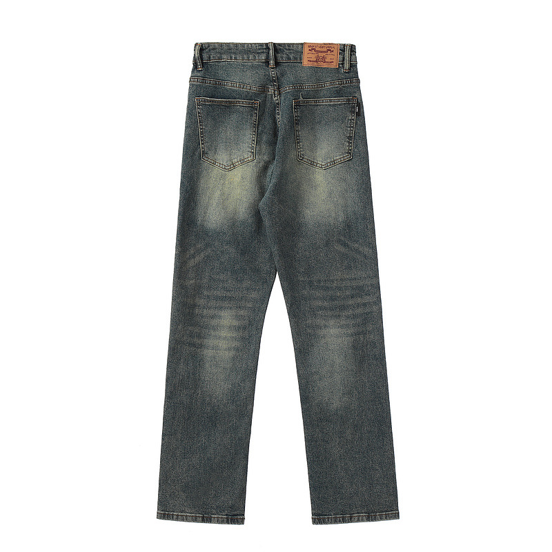 Men's Clothing high street water ins same style men's washed wide leg nostalgic blue overalls pocket jeans_voghion.com