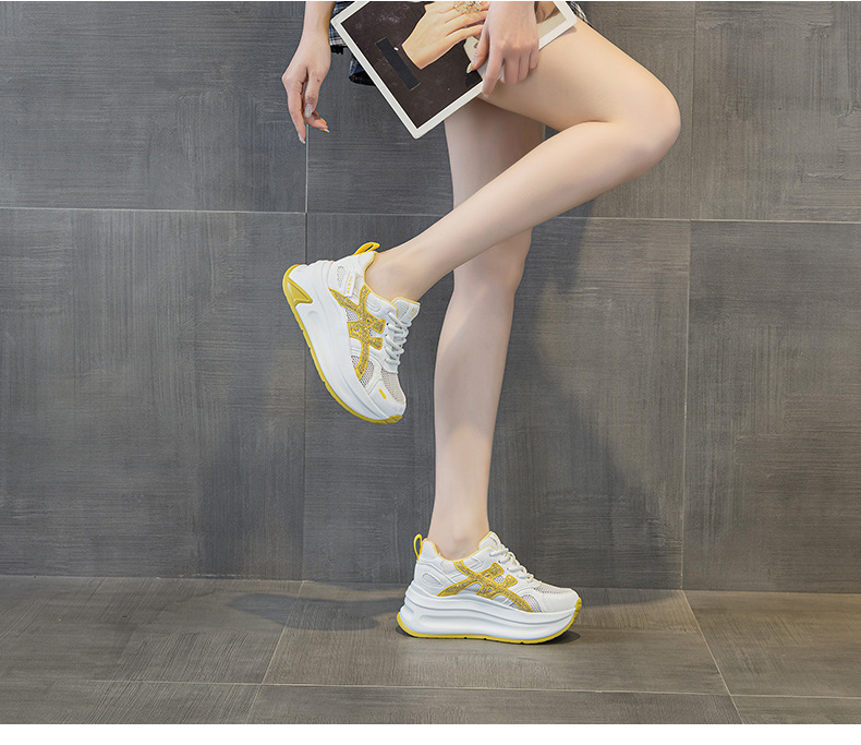 Giày sneaker nữ đế dày tăng chiều cao lưới thoáng khí mùa hè phong cách thể thao — M2916-2 Vàng kem, M2916-2 Xám kem, M2916-2 Xám chi tiết 18