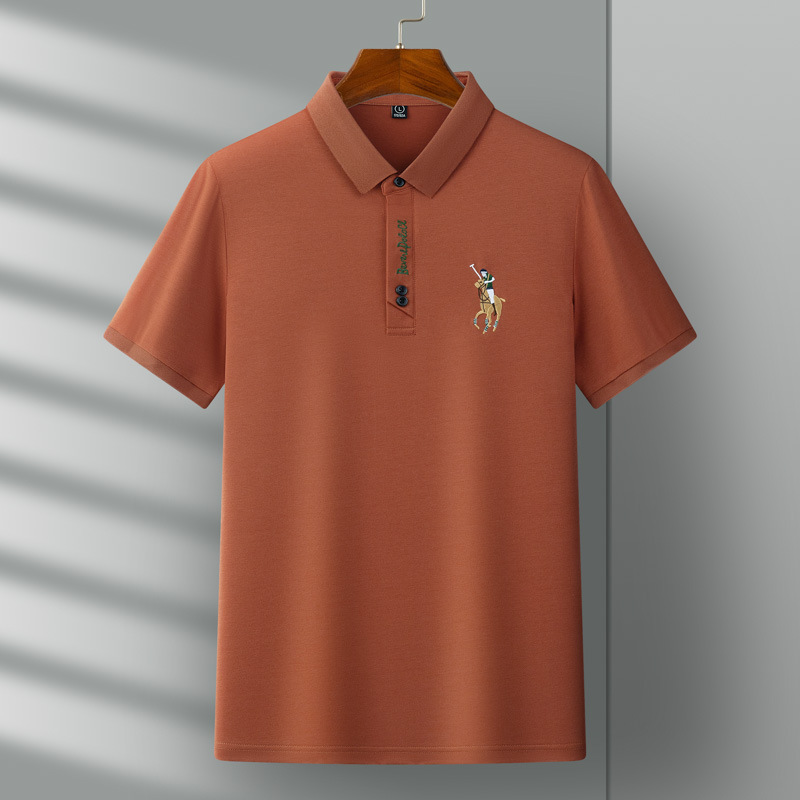 Big Brand Men's Mercerized Cotton T-Shirt 2026 Summer Light Business Men's Polo Shirt with Short Sleeves Wholesale