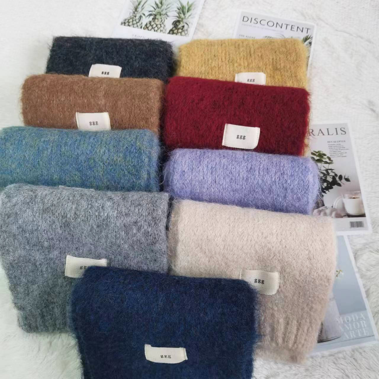 冬季韩版ins含羊毛糖果色百搭ggg针织加厚保暖围脖学生情侣