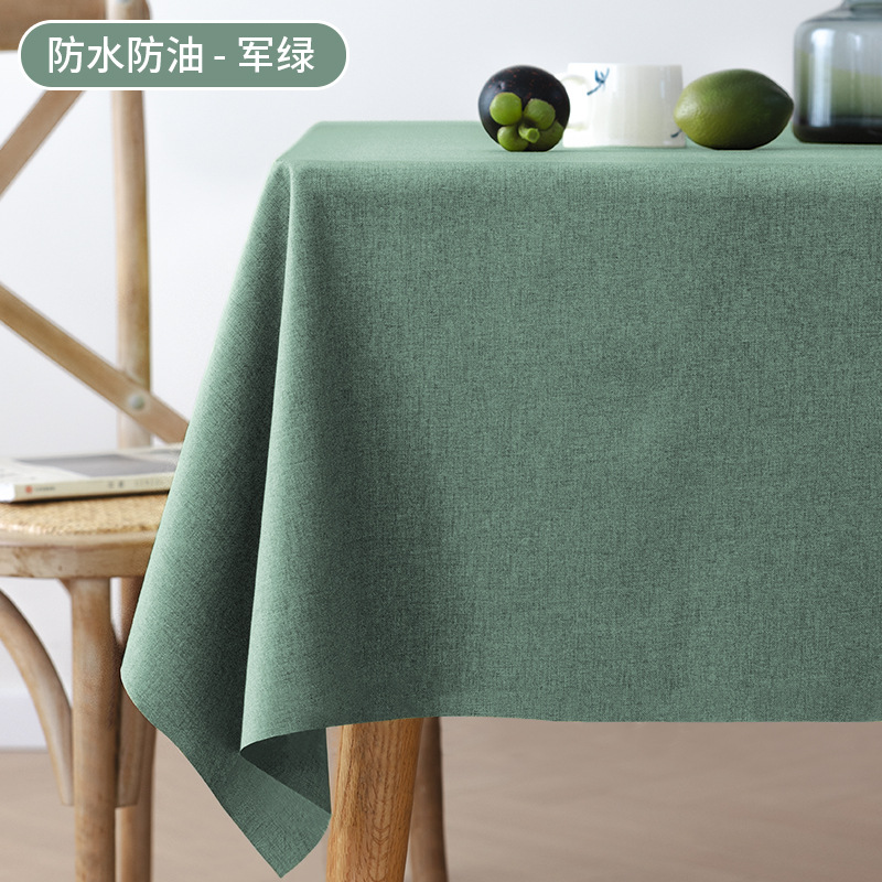 Tejido algodón lino impermeable a prueba de agua a prueba de aceite color sólido tela de mesa rectangular toalla de cubierta a prueba de polvo mesa de té doméstica tela de mesa al por mayor