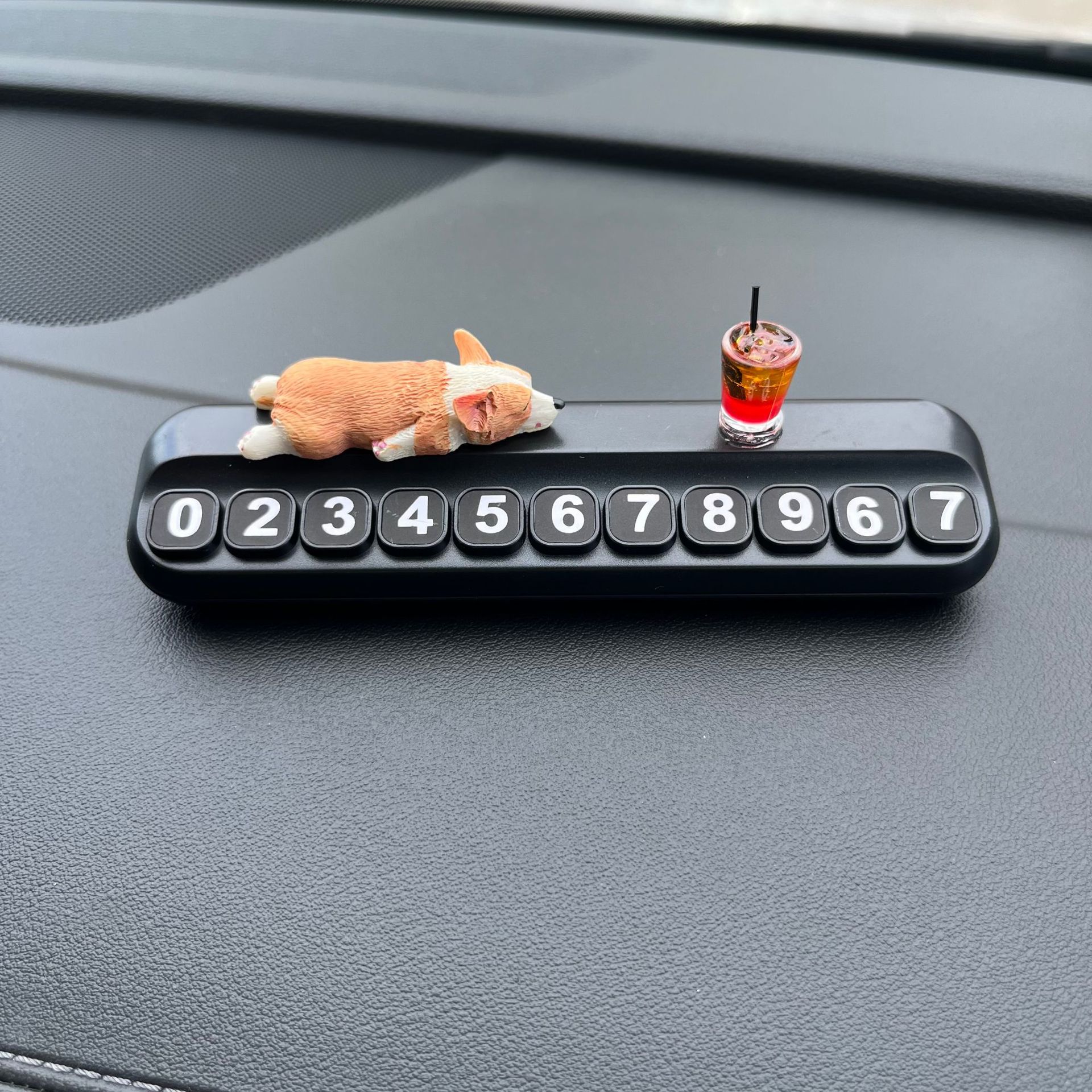 Mini Sleeping Corgi Car Ornaments Creative Car Center Console Decorations Simulated Cute Corgi Parking Signs