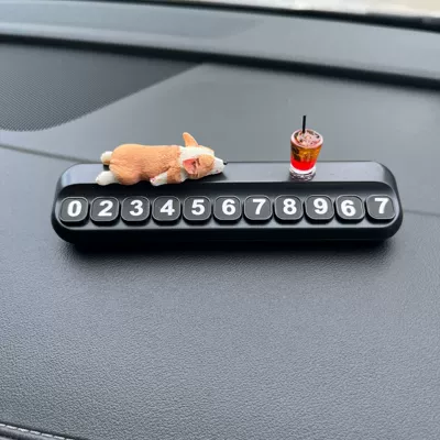 Nömrəli dayanma kartı Ornaments Creative Car Center - large-number-license-plate-black-little-corgi-ice-black-tea-free-traceless-glue