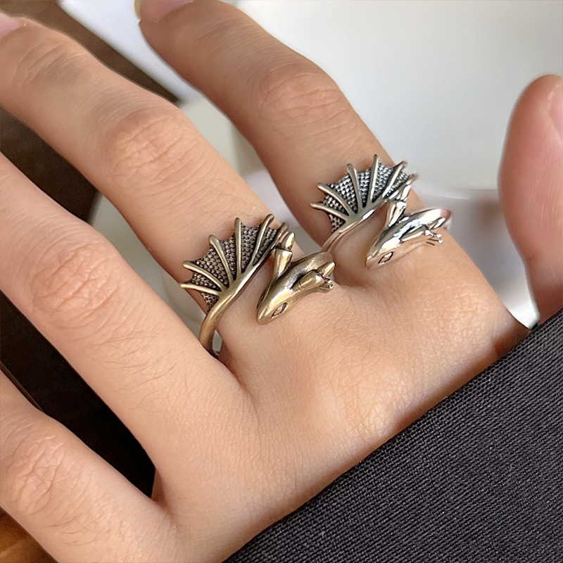 Lan Zhi Small Dragon Ring Men's Retro Thai Silver Jewelry Women's Hip-hop Open Ring 925 Sterling Silver Ring Cross-border Batch