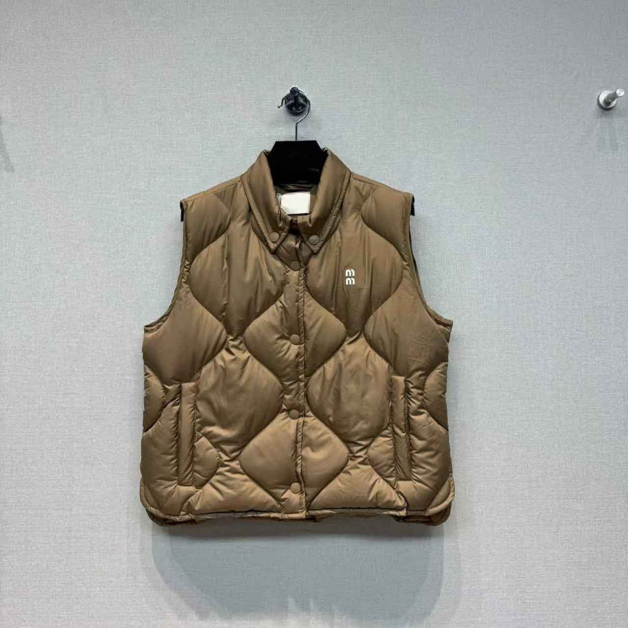 Nanyou 24M 여자 겨울 새 옷깃 짧은 두꺼운 유행 조커 체크 다운 조끼 코트 여성