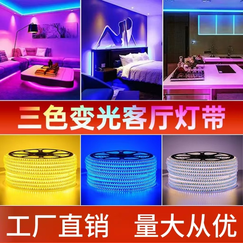220V三色調光LEDライト、高輝度、家庭用リビングルーム照明、天井工事、屋外防水、高電圧変色|undefined