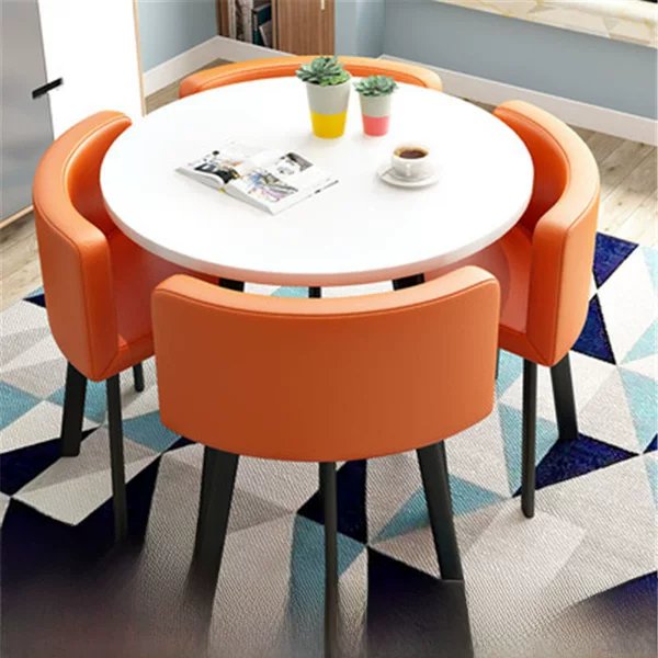 Simple Reception Table and Chair Combination Negotiation Table Shop Reception Table and Chairs Office Leisure Small Round Table Square Dining Table Scandinavian