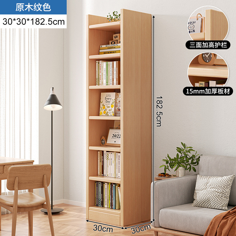 Estantería de madera, librero estrecho junto al escritorio, mueble de pared, armario de almacenamiento, vitrina, estantería de almacenamiento para sala de estar, mueble de pie. image 10